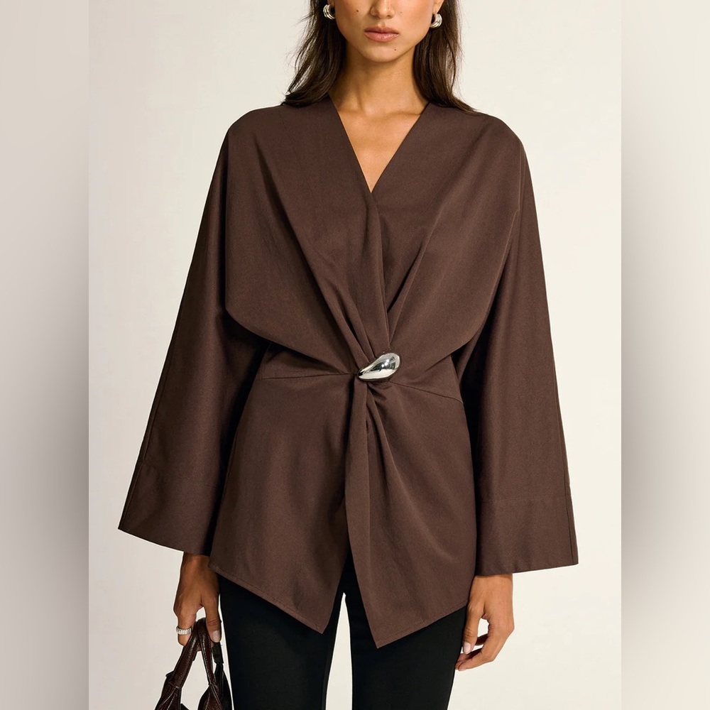 Commense Metal Detail Draped Shirt - Picture 5 of 12
